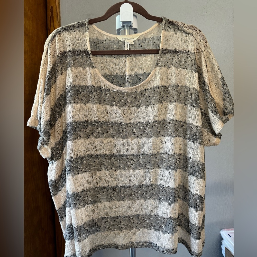 BCBGeneration Oversized Knit Dolman Sleeve Shirt, Size M/L
